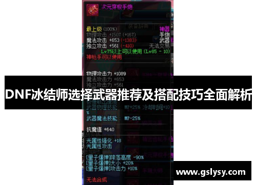 DNF冰结师选择武器推荐及搭配技巧全面解析